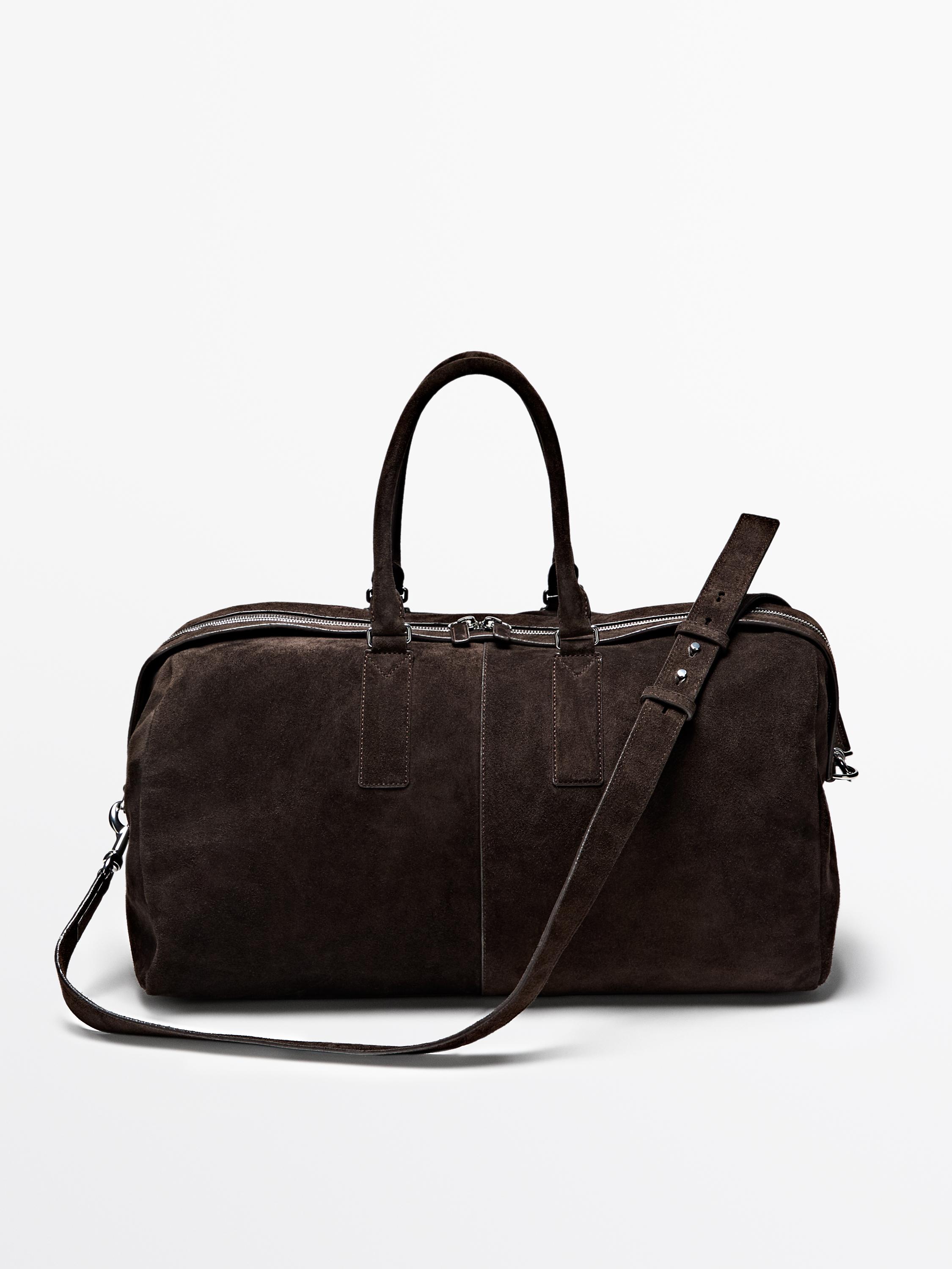 Suede leather travel bag
